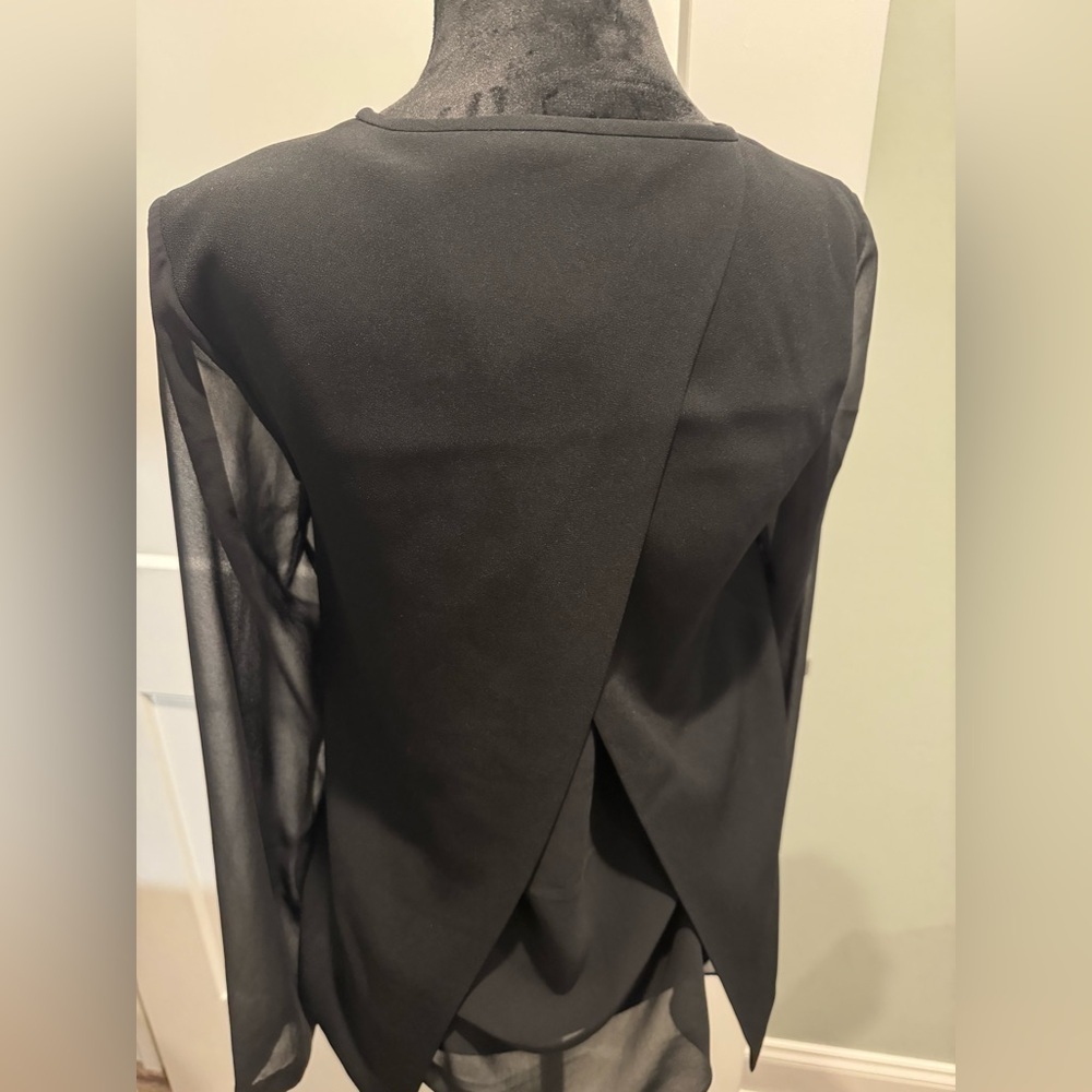 Rag & Bone Part Sheer Long Sleeve Open Back Black - image 5